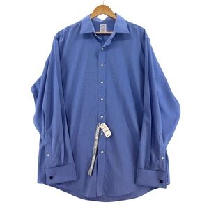 NWT Brooks Brothers Men's Classic Button Down Shirt Blue Size 17.5 - 38 NEW!